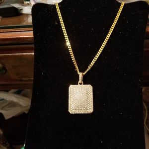 Unisex gold tone blinged out necklace